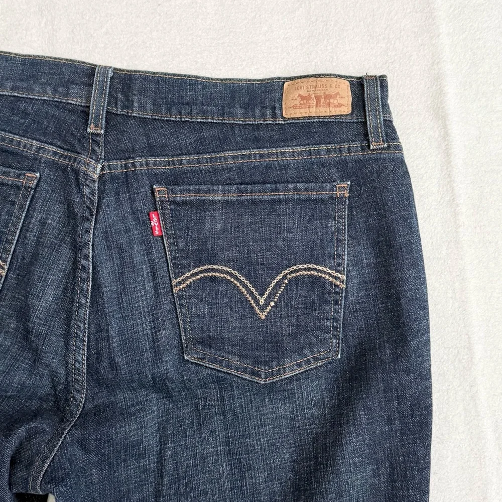 Levi's 515 Mid Rise Bootcut Dark Blue Wash Denim Jeans Size 14L - Picture 7 of 11